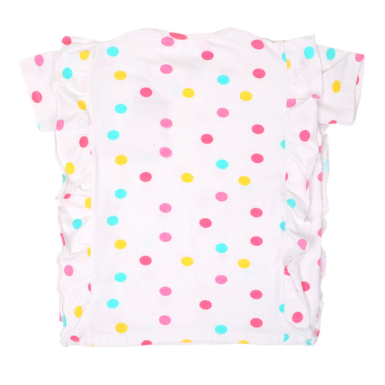Infant Girls T-Shirt Multi Dot -White