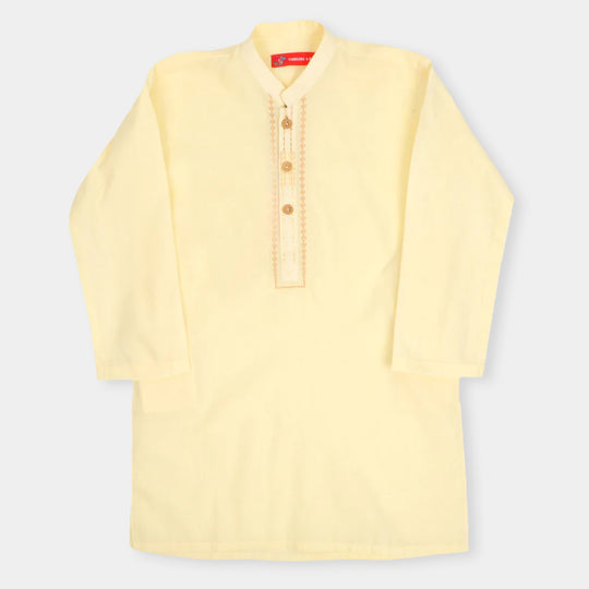 Boys Embroidered Kurta Supreme - Lime Yellow