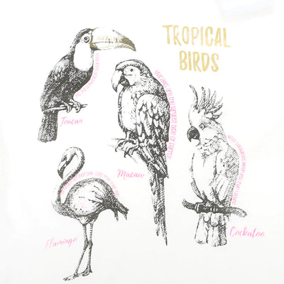 Girls T-Shirt Tropical Birds - White