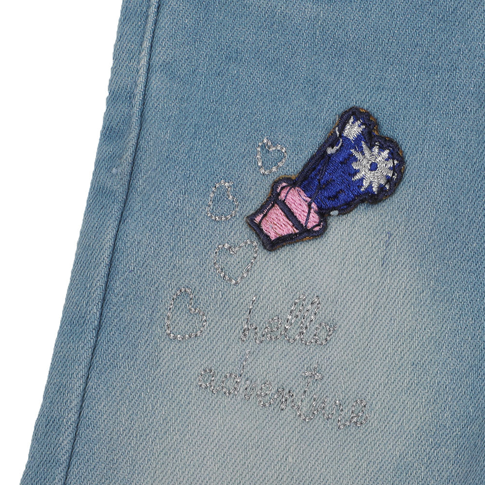 Infant Girls Pant Denim Applique EMB -Ice Blue