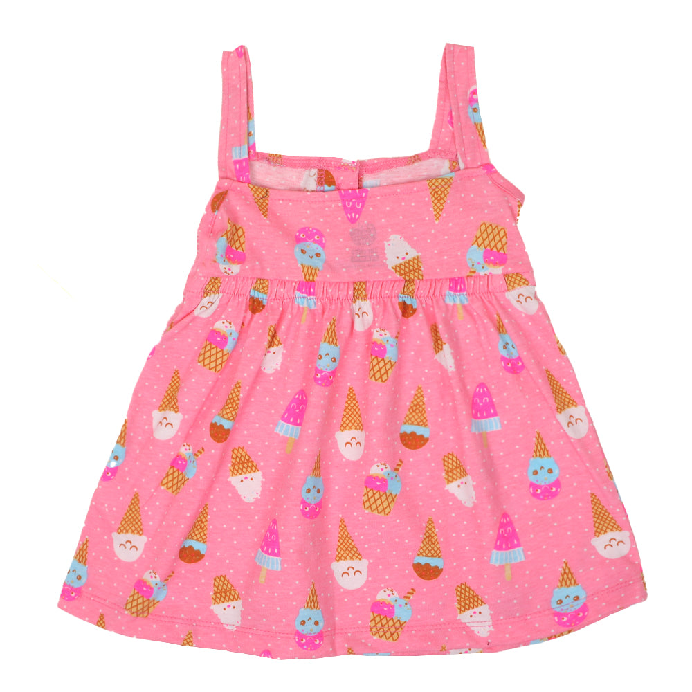 Infant Girls Frock Printed Ice Cream -Printed