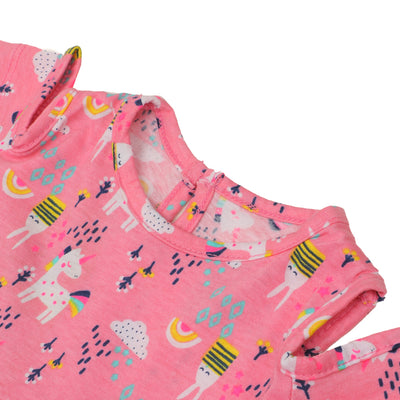 Infant Girls Frock Printed Rainbow - Pink