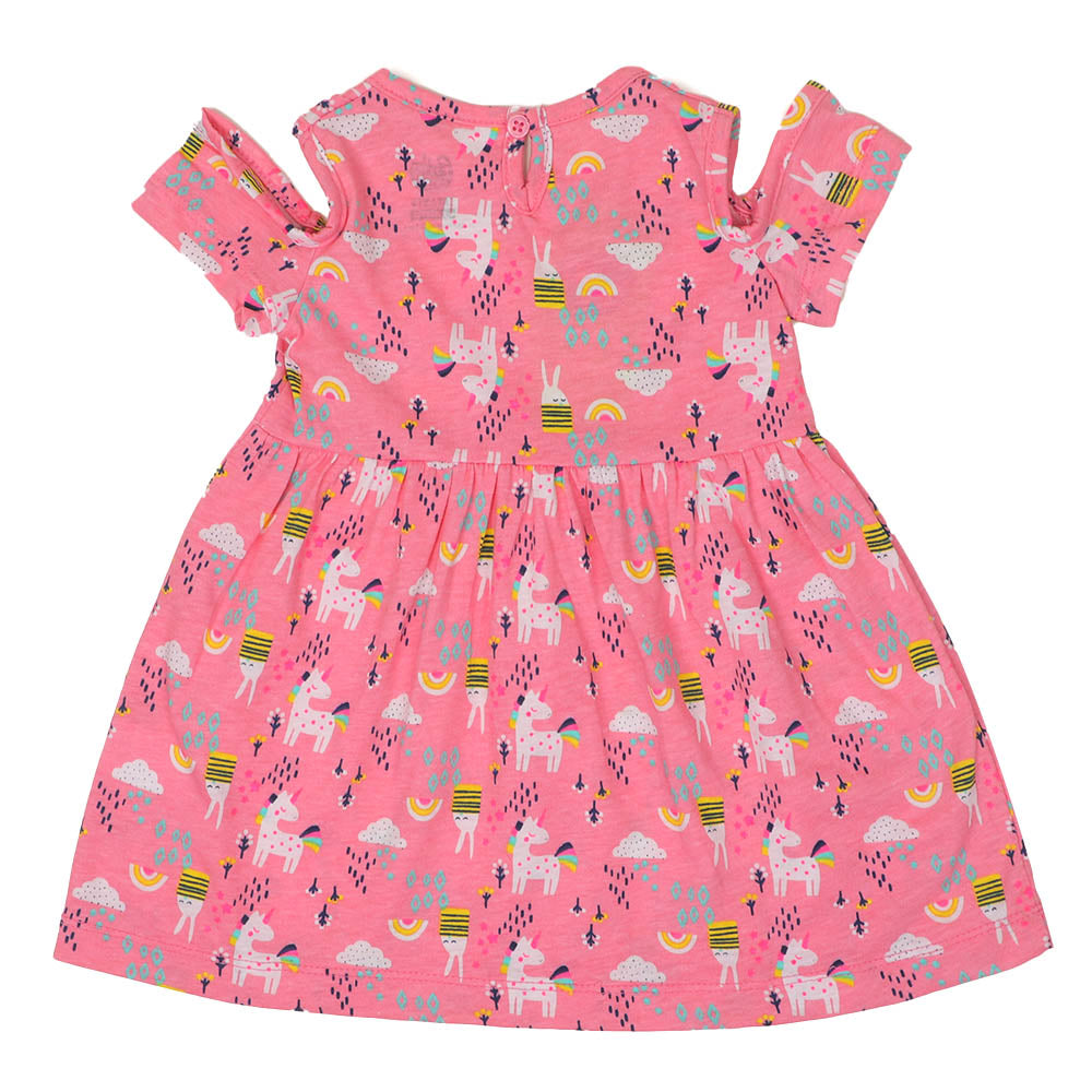 Infant Girls Frock Printed Rainbow - Pink