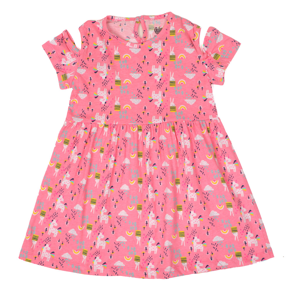 Girls Frock Printed Rainbow - Printed