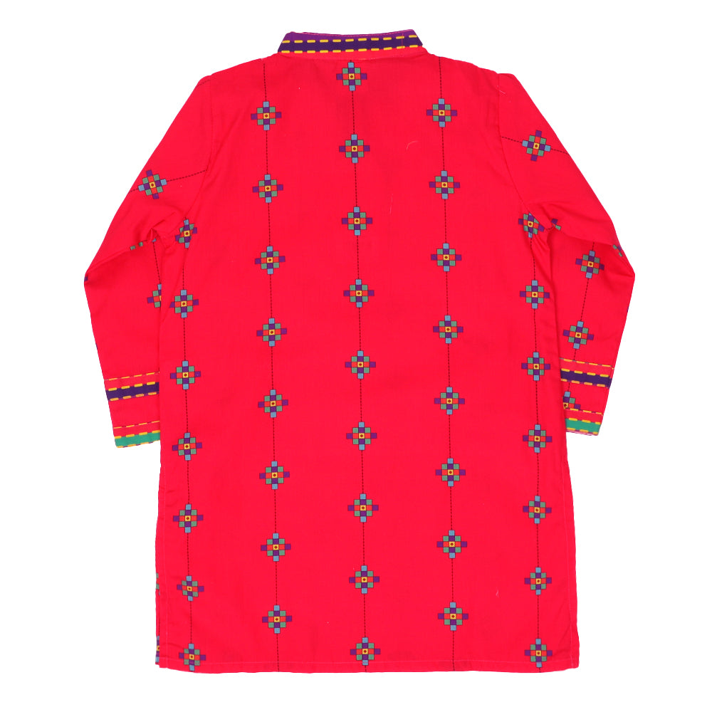 Girls Digital Print 2Pcs Kurti Pajama Delicacy - Magenta