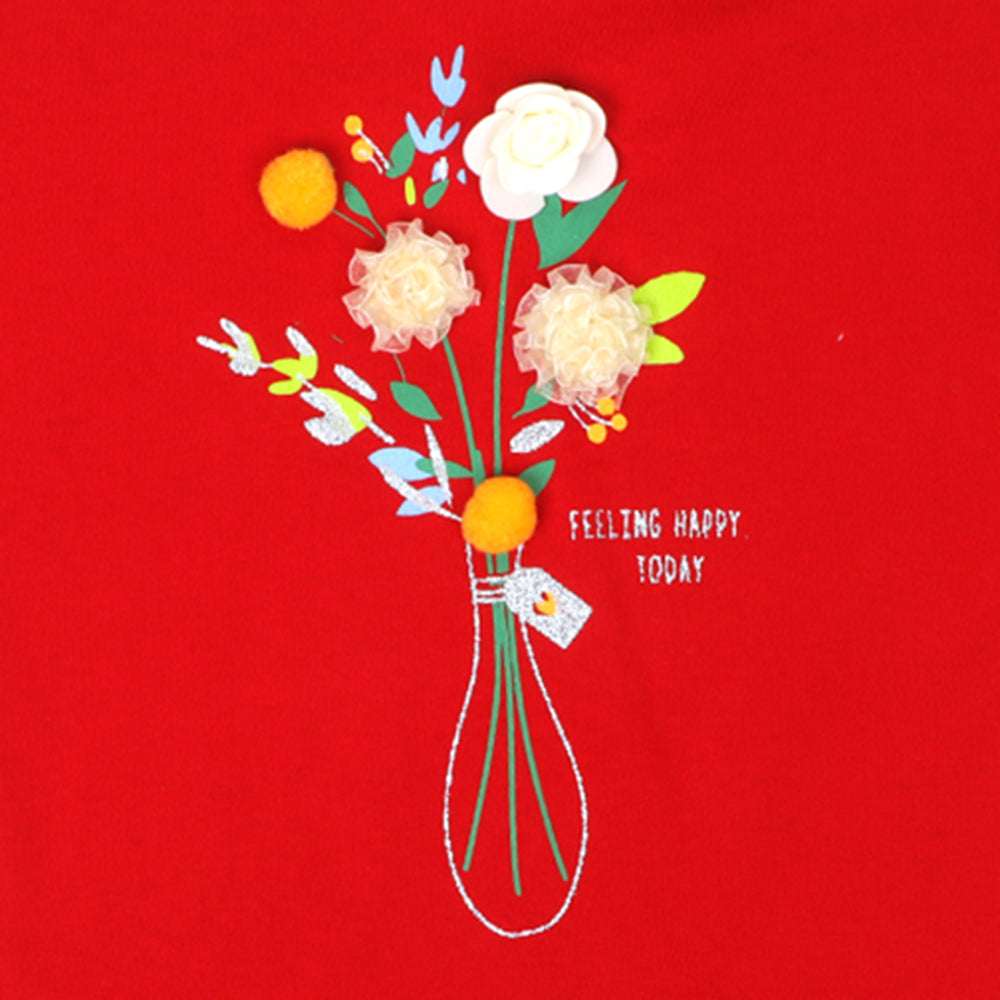 Girls T-Shirt Feeling Happy Today -Red