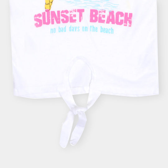 Girls T-Shirt Sunset Beach - White