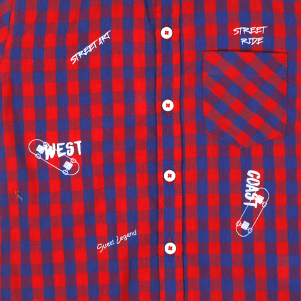 Boys Casual Shirt Check - Red/Blue