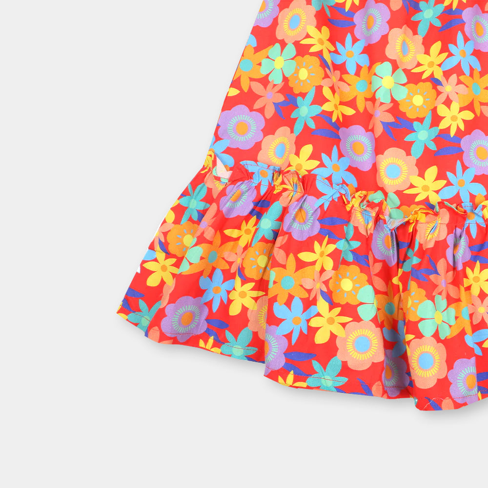 Girls Digital Print Long Skirt - Multi