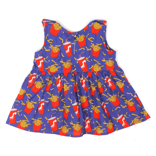 Infant Girls Cotton Frock Fries-Blue