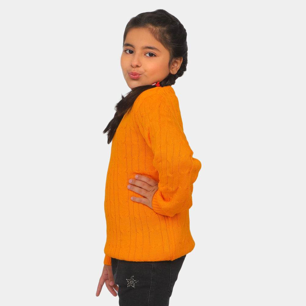 Girls Sweater Cabling Bind - Mustard