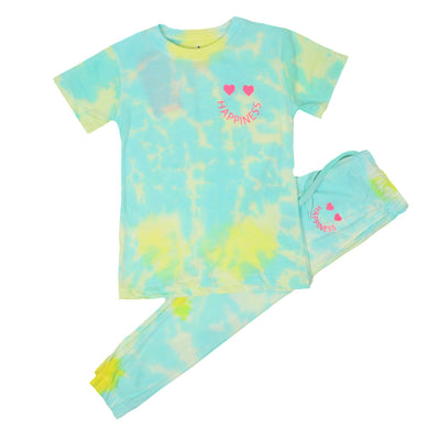 Girls 2 Pcs Suit Happiness -Tie Dye