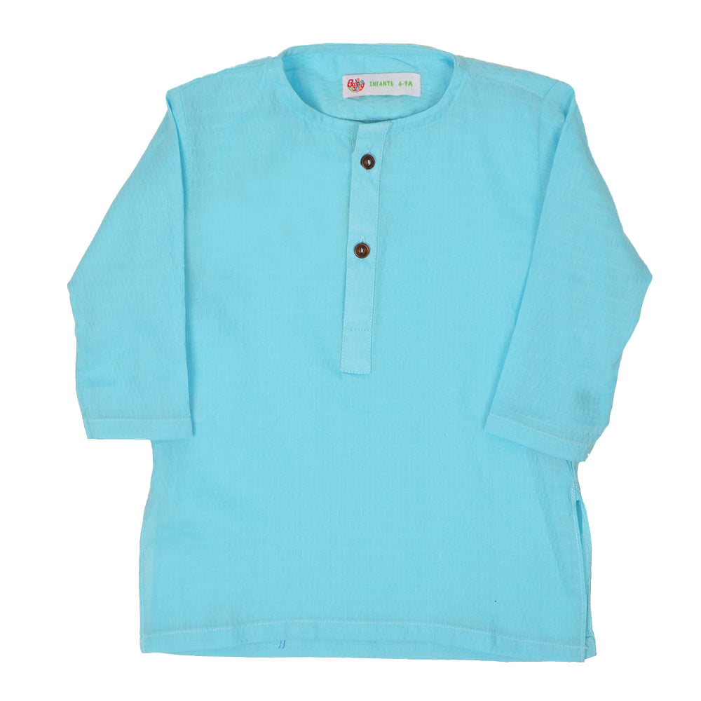 Infant Boys Basic Jacquard Kurta - Powder Blue