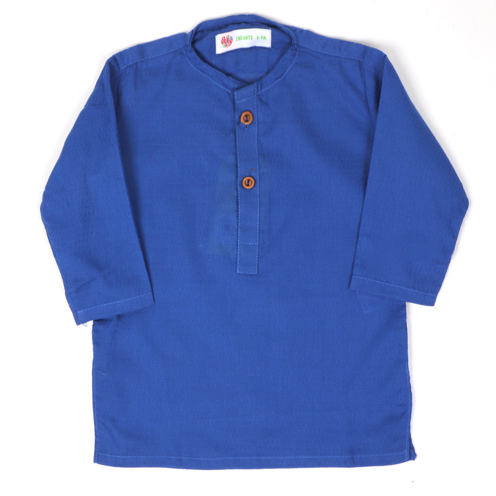 Infant Boys Basic Jacquard Kurta - Royal Blue