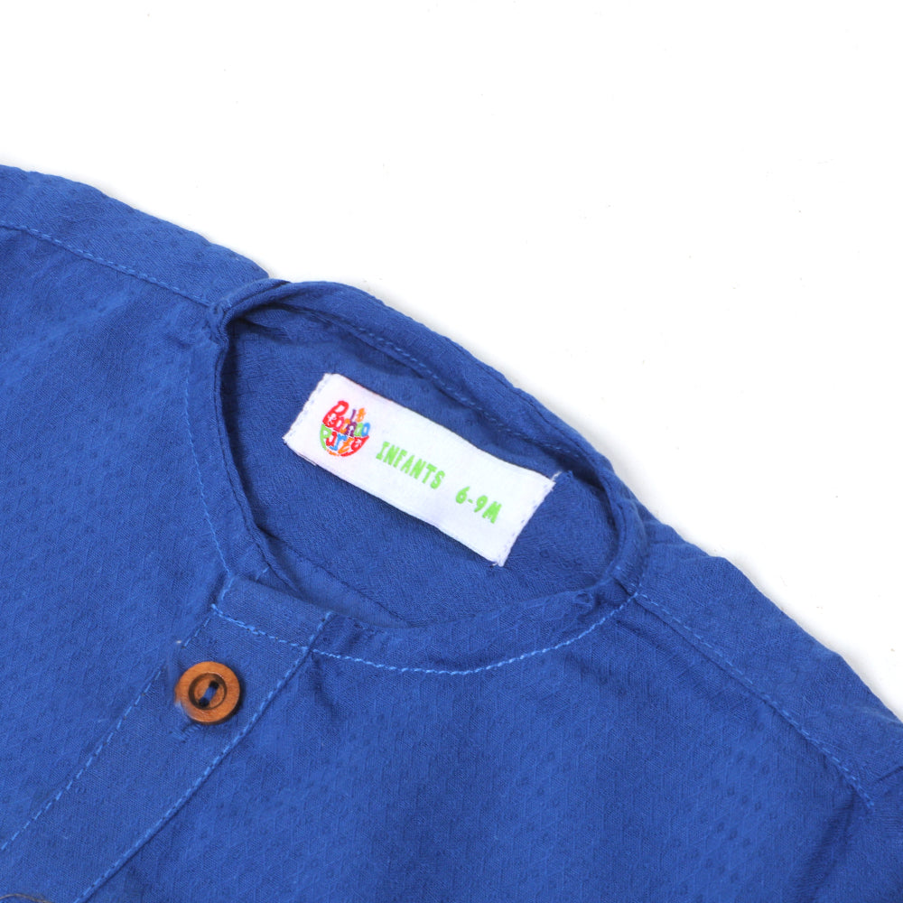 Infant Boys Basic Jacquard Kurta - Royal Blue