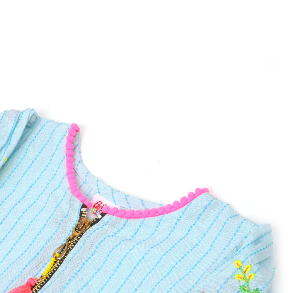 Infants Girls Embroidered Kurti Forever-LT.Blue