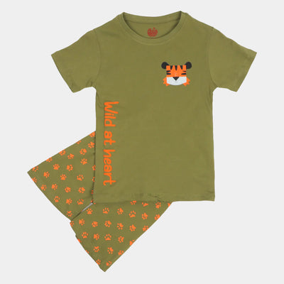 Boys 2 Pcs Suit Wild Heart - Olive Green