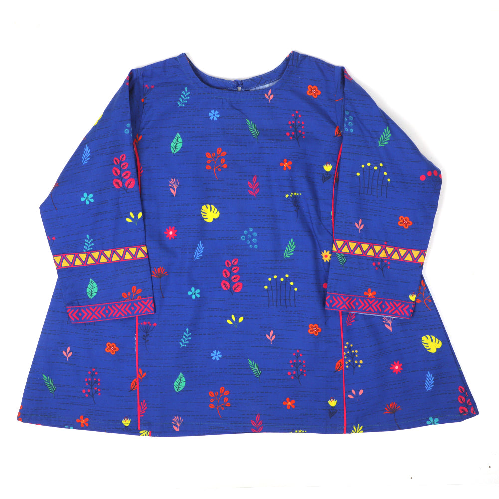 Girls Digital Print Casual Top - Blue