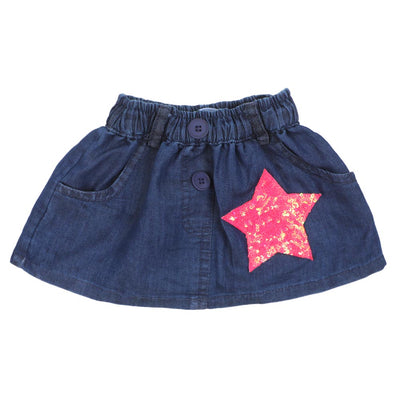 Girls Skirt Denim Star-Mid Blue