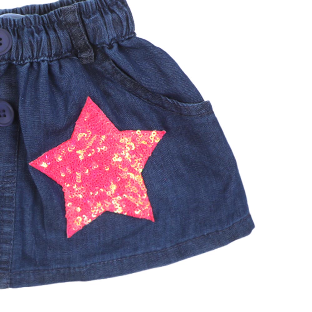 Girls Skirt Denim Star-Mid Blue