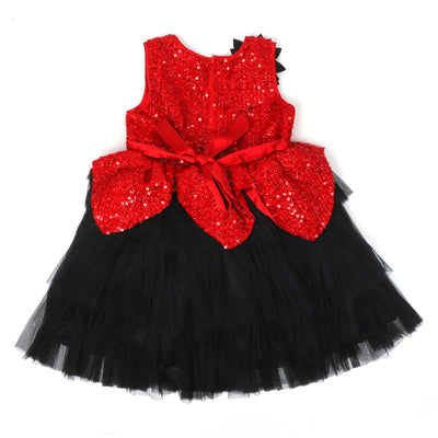 Girls Fancy Frock Sequence -Red