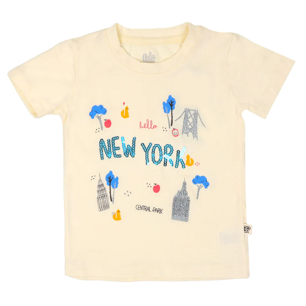 Infant Girls T-Shirt  New York -Anti White