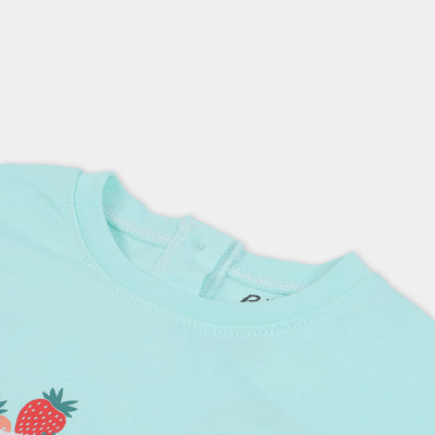 Infant Girls T-Shirt Strawberries - Light Blue