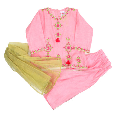 Infant Girls 3 Pcs Fancy Rangoli  - Pink