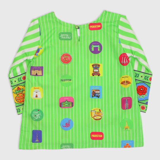 Infant Girls Independence Kurti Hamara Pakistan - Green
