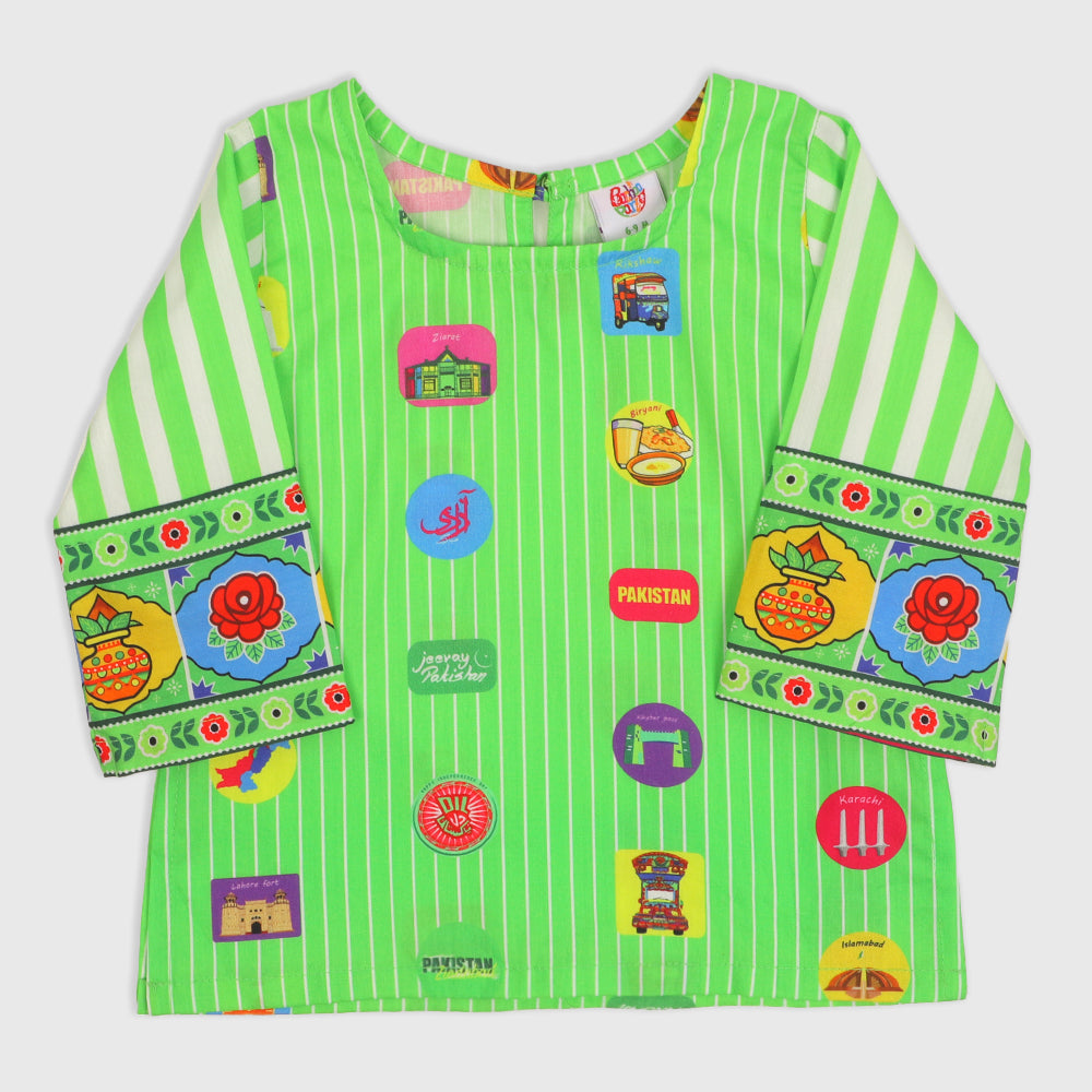 Infant Girls Independence Kurti Hamara Pakistan - Green