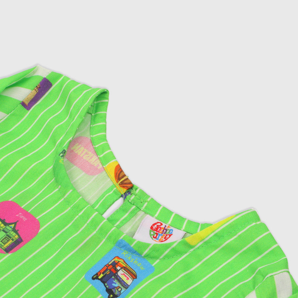Infant Girls Independence Kurti Hamara Pakistan - Green