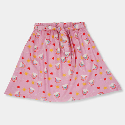 Girls Cotton Short Skirt Rainbow - Pink