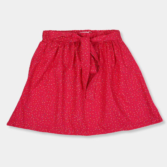 Girls Printed Short Skirt-Magenta