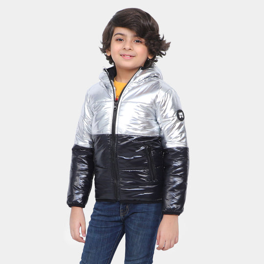 Boys Hooded Jacket Core - Silver/Black