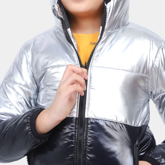 Boys Hooded Jacket Core - Silver/Black