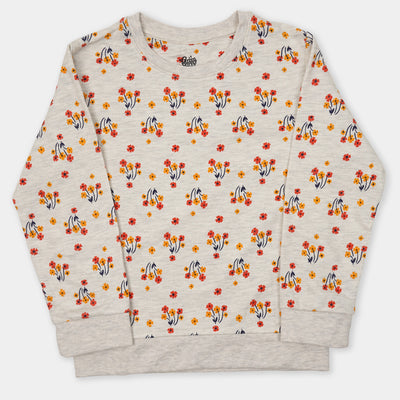 Girls Sweatshirt Flower - Off White