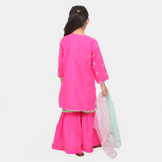 Girls 3 Pcs Fancy Suit  - Hot Pink