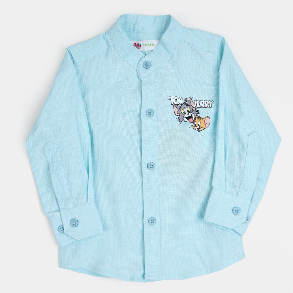 Cartoon Character Boys Casual Shirt  -L.Blue