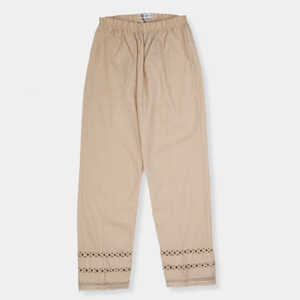 Girls Lace Straight Pant- Fawn
