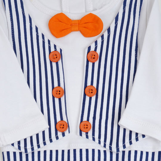 Infant Boys Knitted Romper Formal Suit -B.White