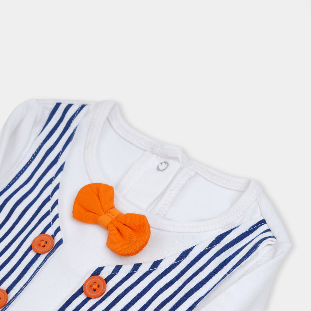 Infant Boys Knitted Romper Formal Suit -B.White
