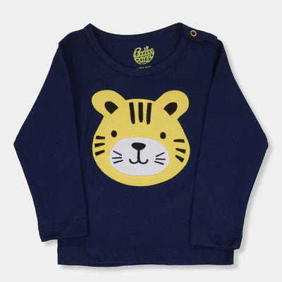 Infants Boys T-Shirt Tiger Face -Navy