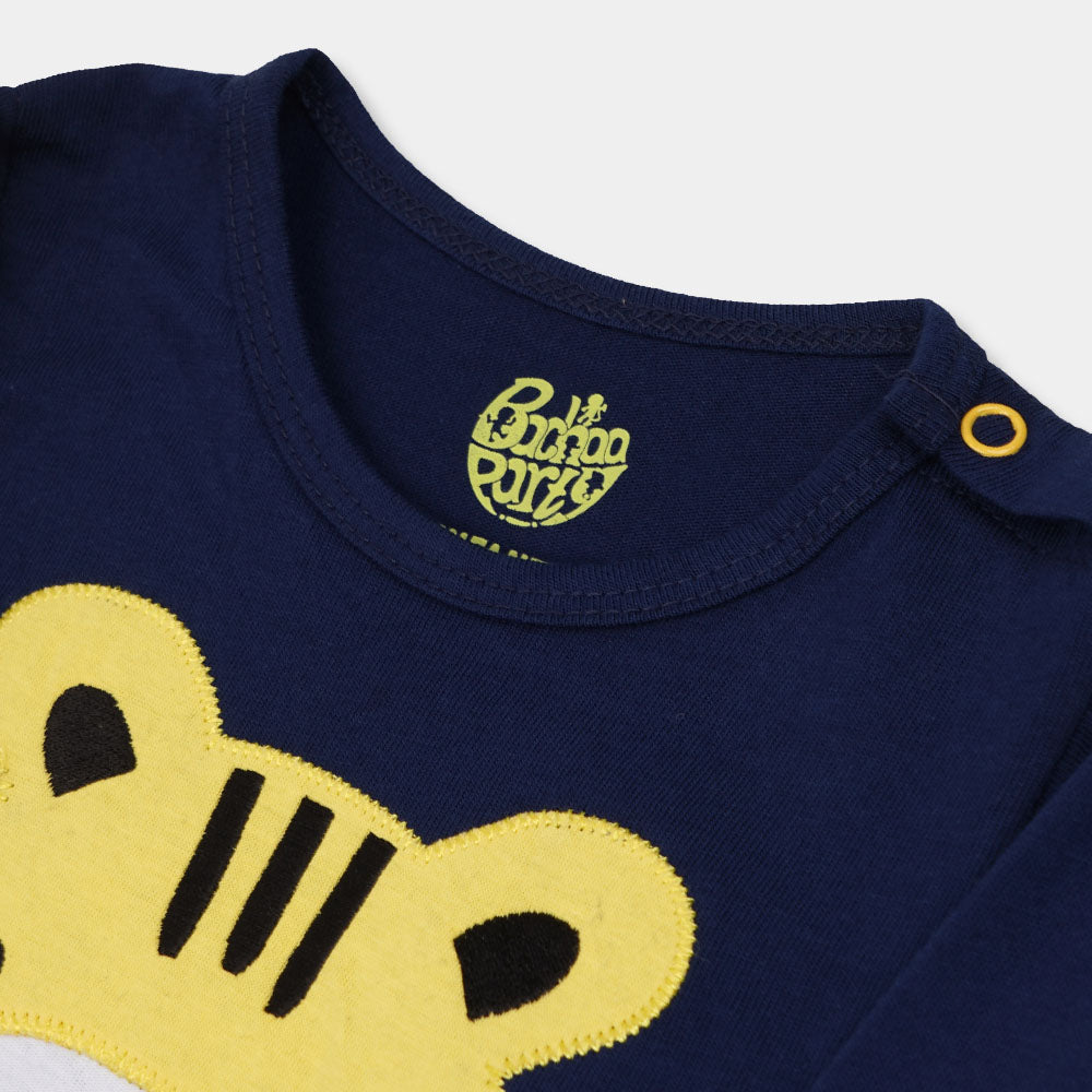 Infants Boys T-Shirt Tiger Face -Navy