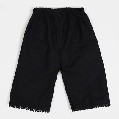 Infant Girls Culottes With Lace - BLACK
