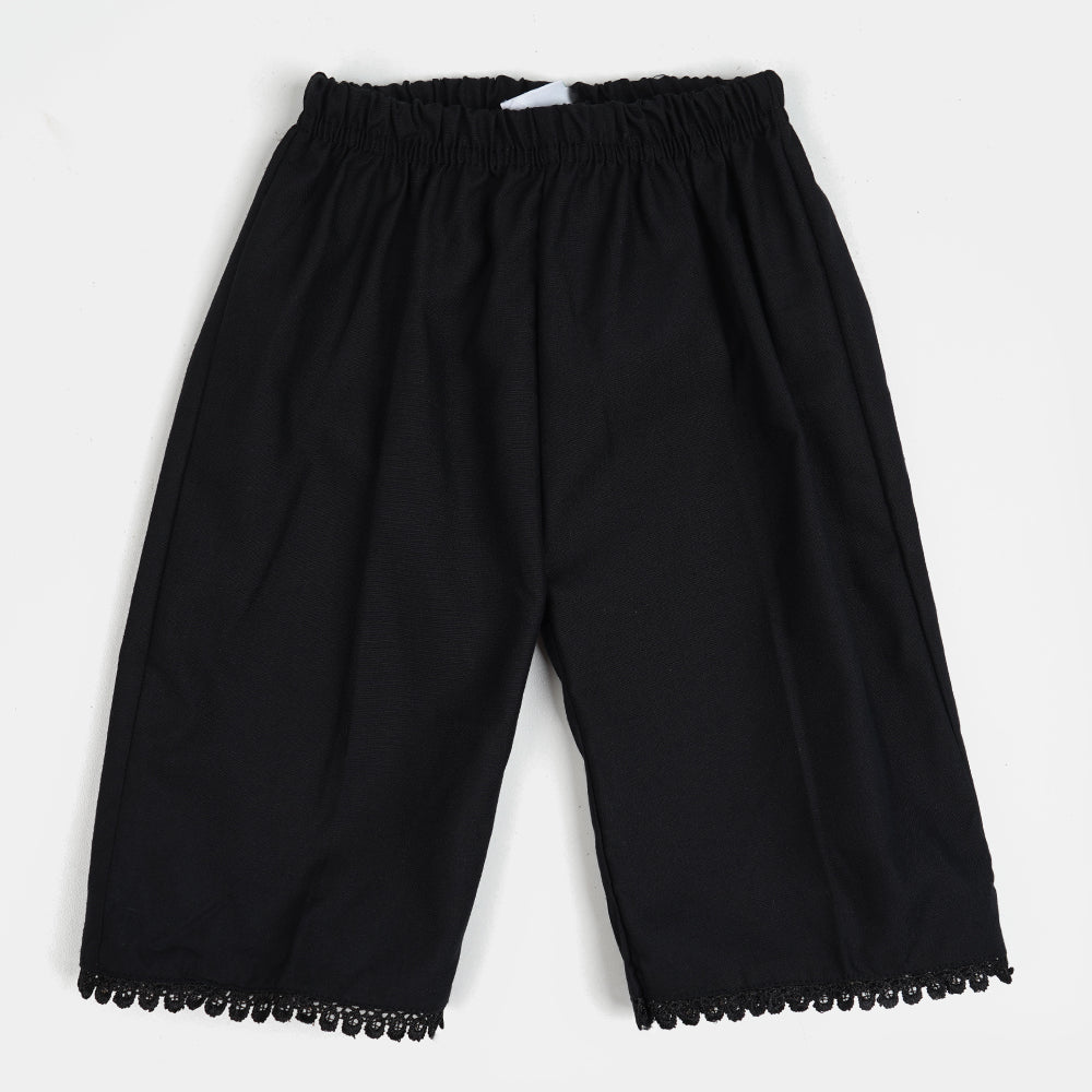 Infant Girls Culottes With Lace - BLACK