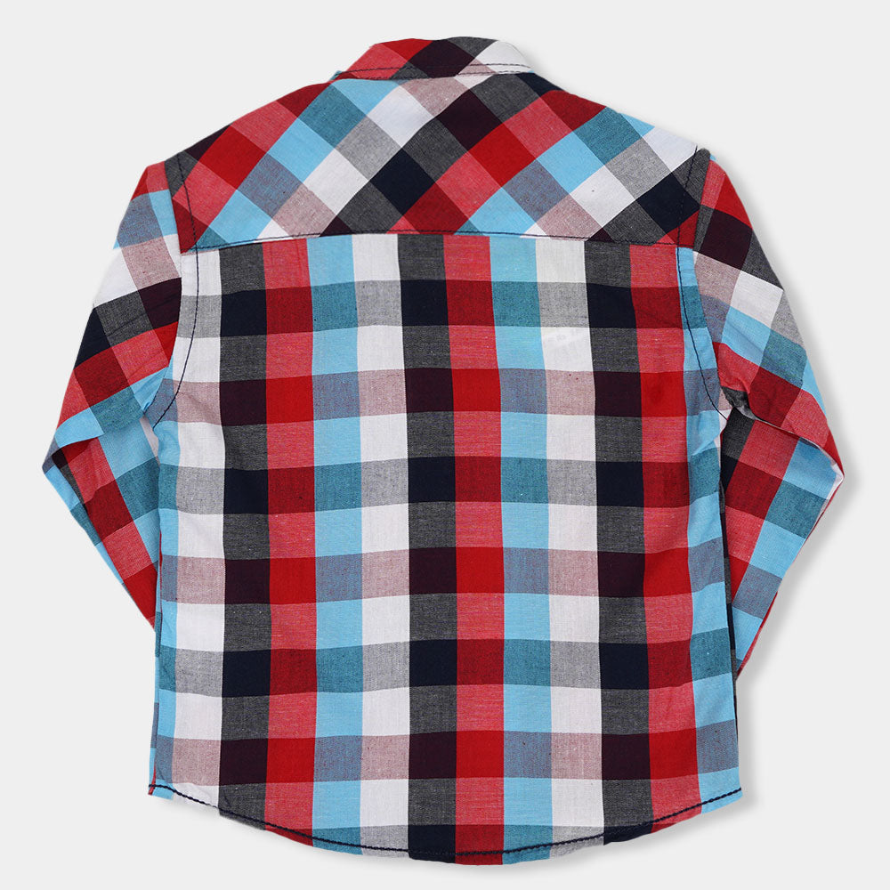 Infant Boys Casual Shirt Bear -Red Check