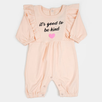 Infant Girls Knitted Romper Be Kind - Light Peach