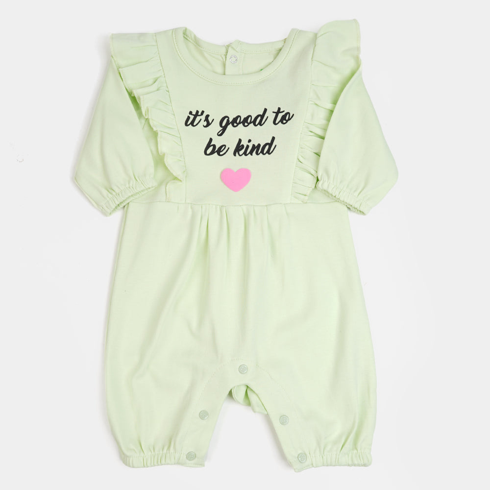 Infant Girls Knitted Romper Be Kind -Lime Cream