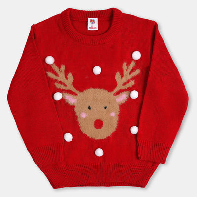 Girls Sweater Deer - Red