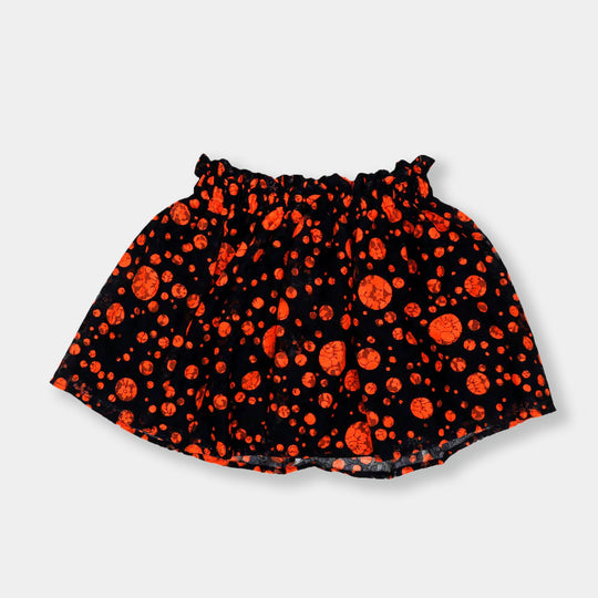 Infant Girls Skirt Net Orange Dots E-C  - BLACK